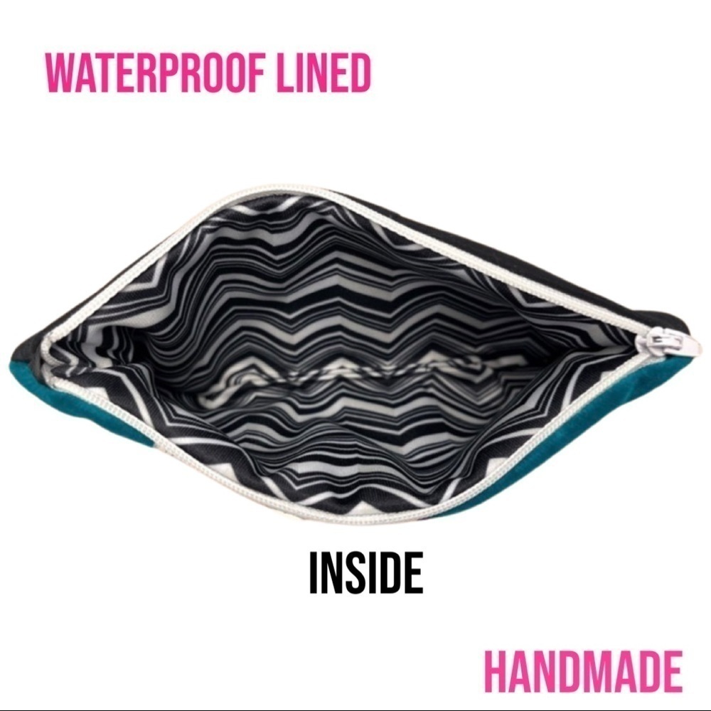 Waterproof Make Up Bag- Green Velvet Purple Lace - Picture 4 of 4